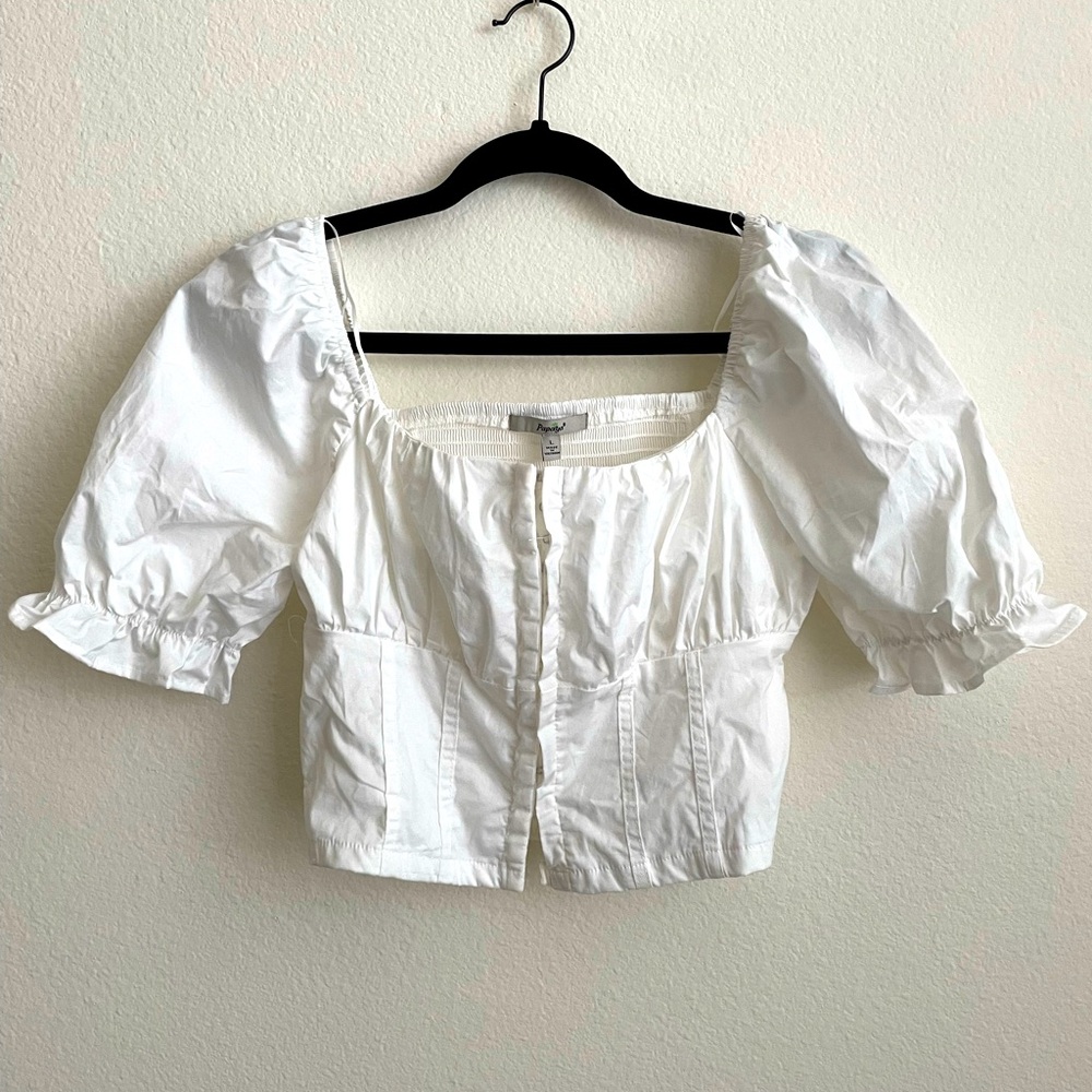 white bust/corset cropped blouse by papaya
